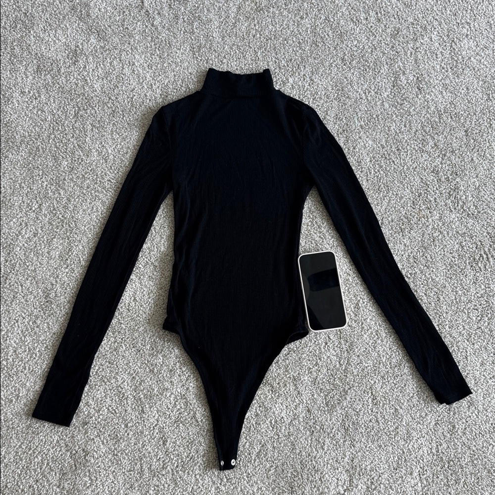 Topshop Black Long Sleeve Turtleneck Bodysuit